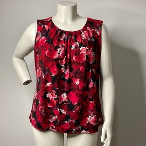 Calvin Klein Red and Black Floral Blouse size 1X
